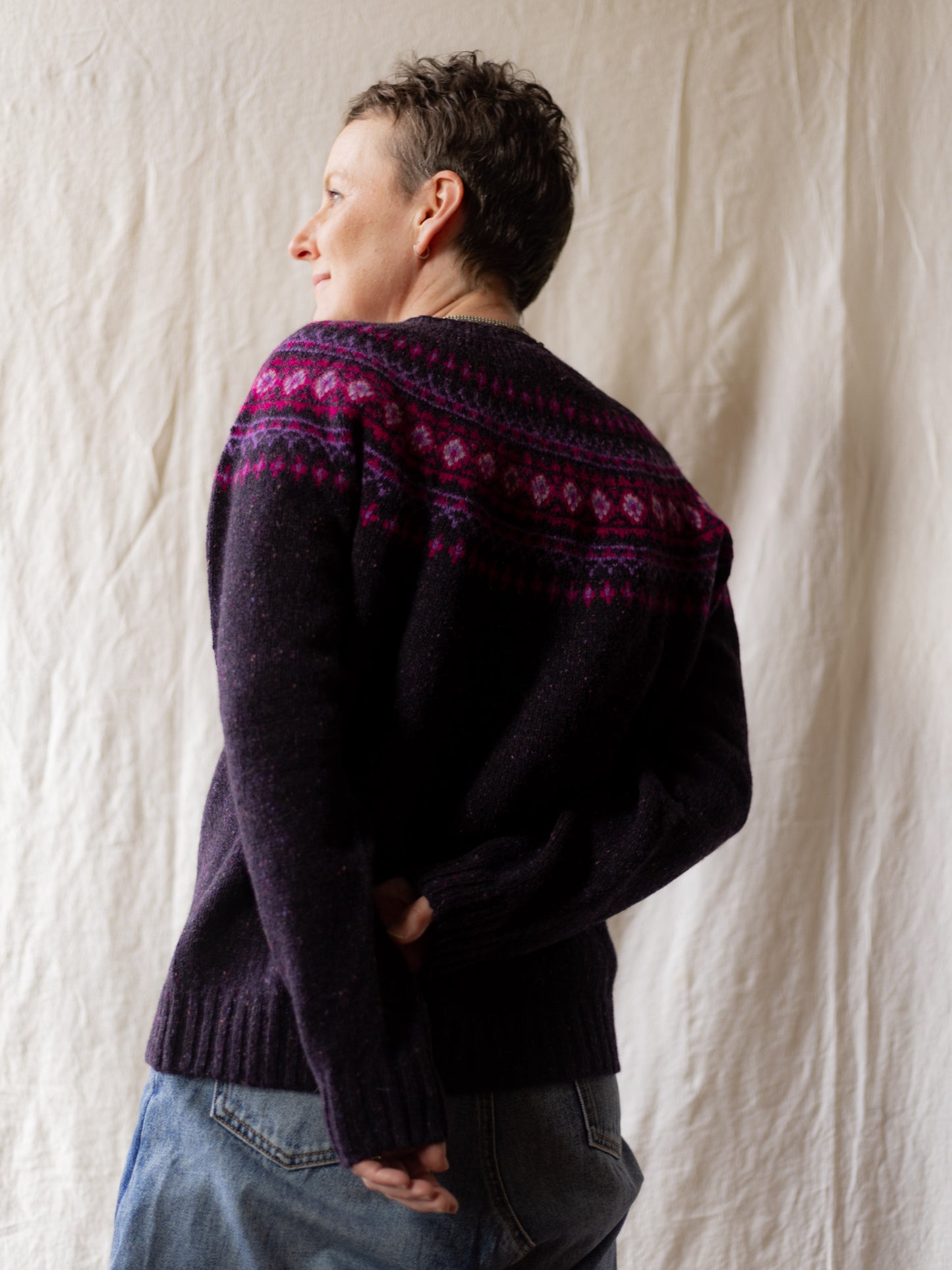Harley of Scotland ~ Ladies Glenugie Nep Fairisle Cardi