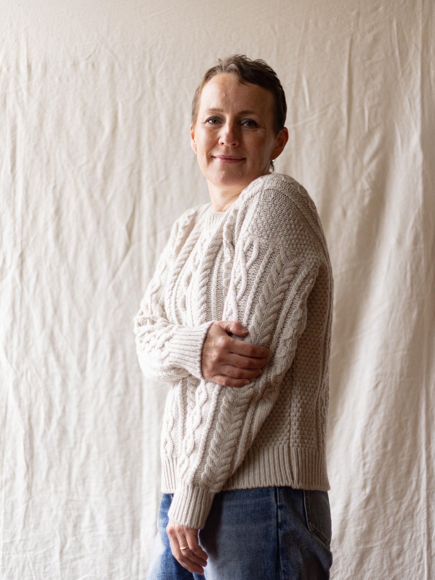 Fisherman Out of Ireland ~ Ladies Aran Cable Crew neck sweater