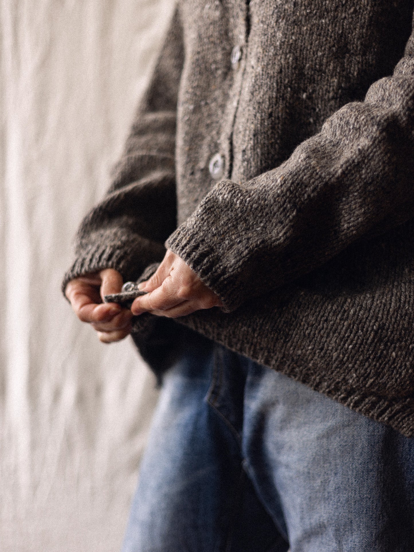 Fisherman Donegal Slouchy V Neck Cardigan