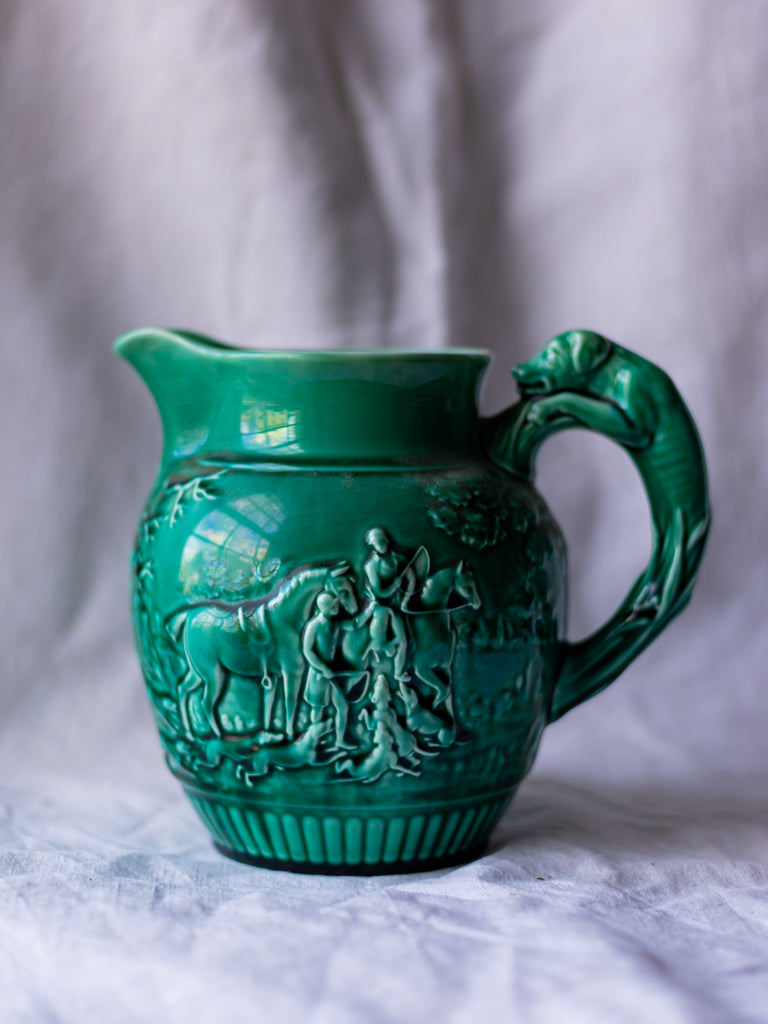 Vintage Wedgwood & Barlaston Majolica Hunting Scene Pitcher