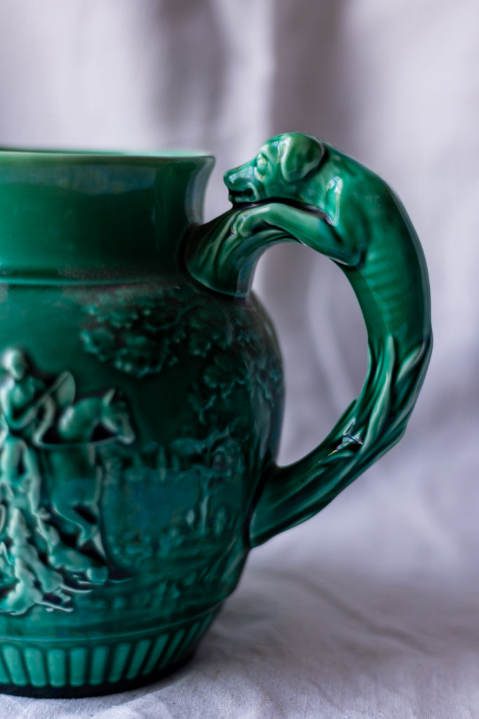 Vintage Wedgwood & Barlaston Majolica Hunting Scene Pitcher
