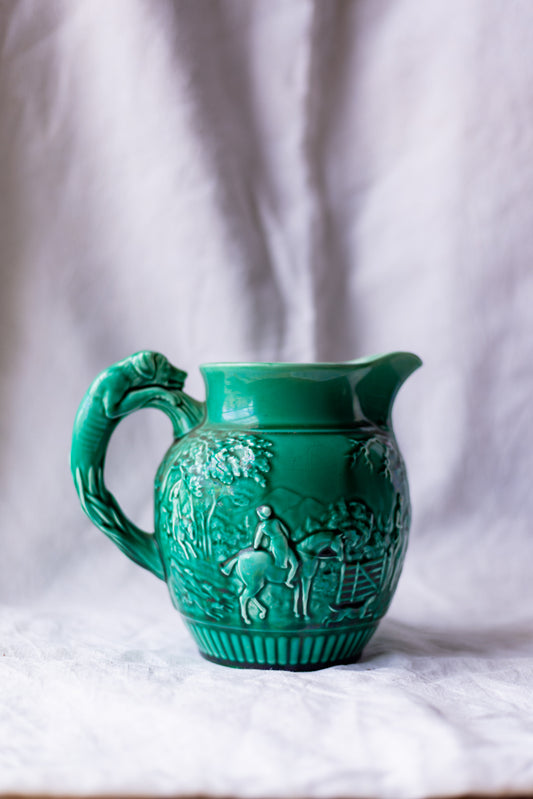 Vintage Wedgwood & Barlaston Majolica Hunting Scene Pitcher