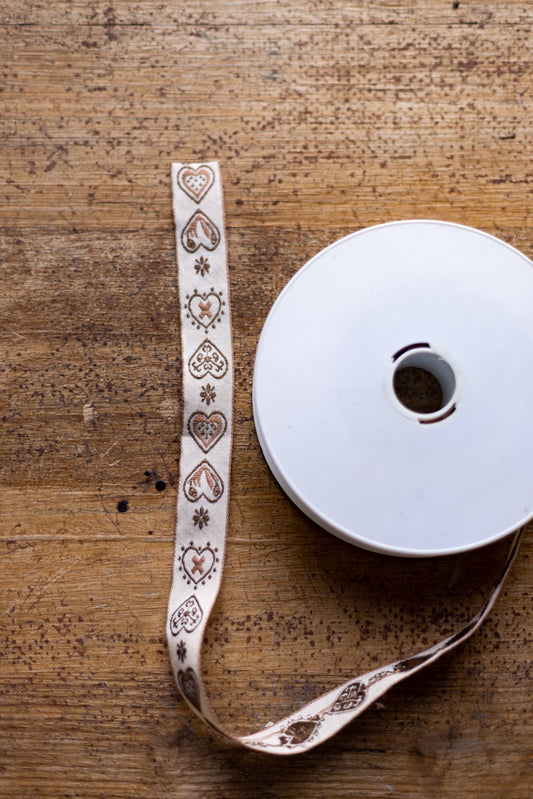 Brown Heart Linen Ribbon