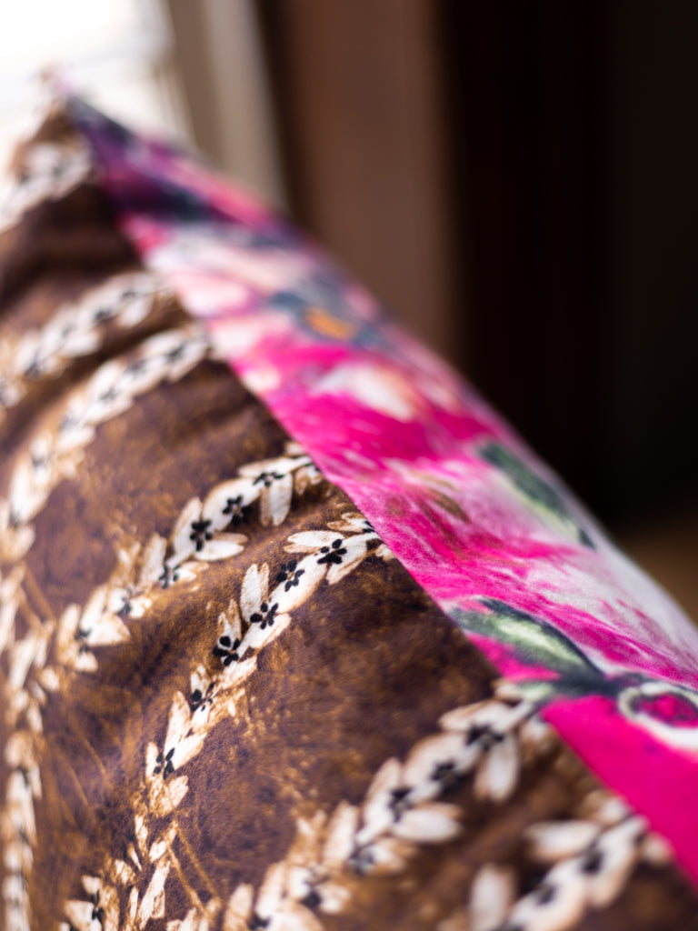 Printed Double Sided Velveteen Cushion ~ Bold Rose
