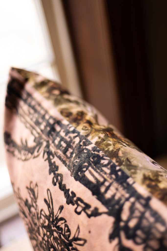 Printed Double Sided Velveteen Cushion ~ Oak