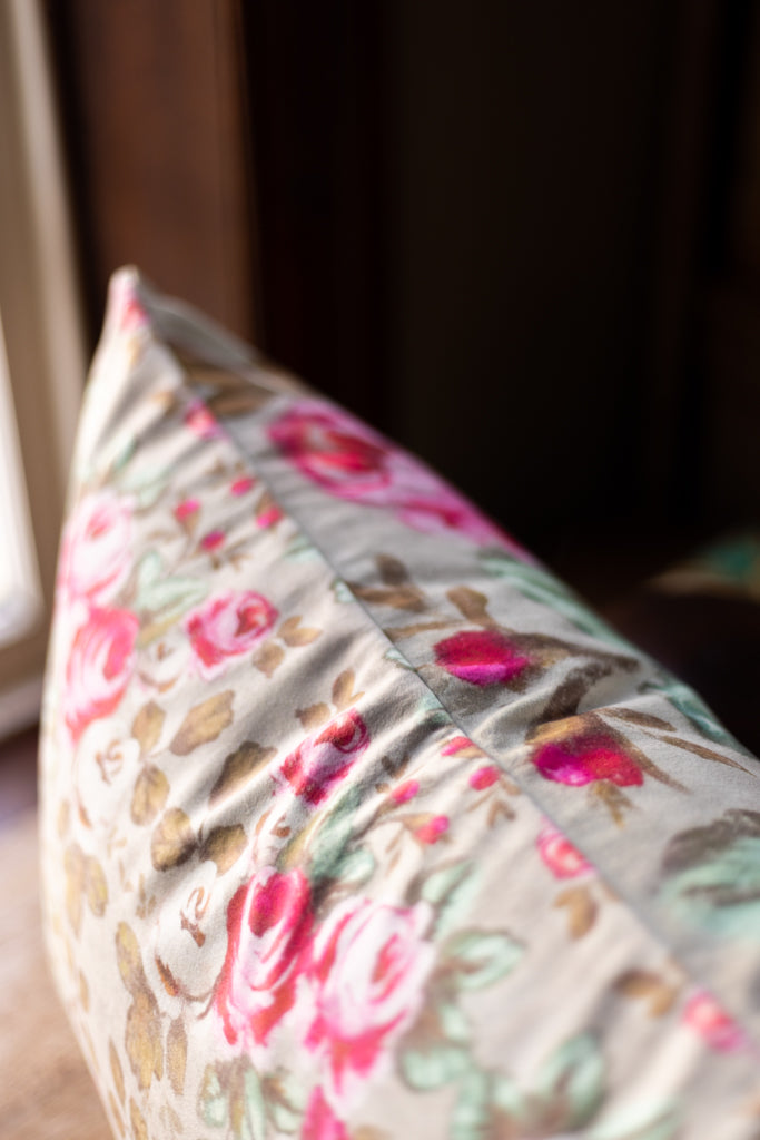 Printed Double Sided Velveteen Cushion ~ Rose Garden