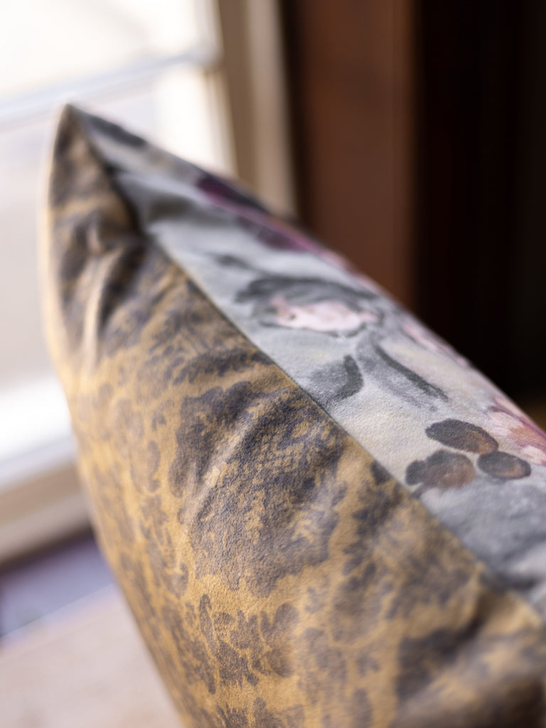 Printed Double Sided Velveteen Cushion ~ Lush Peony