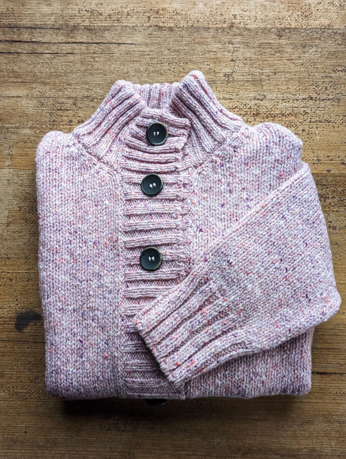 Fisherman Ladies Ribbed Neck Cardigan