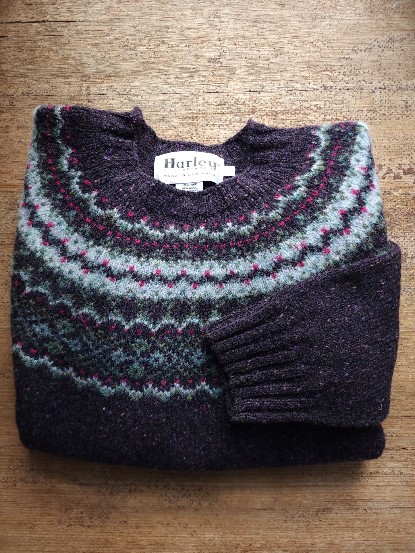 Harley Ladies Donegal Glenugie Nep Fairisle Crew Jumper