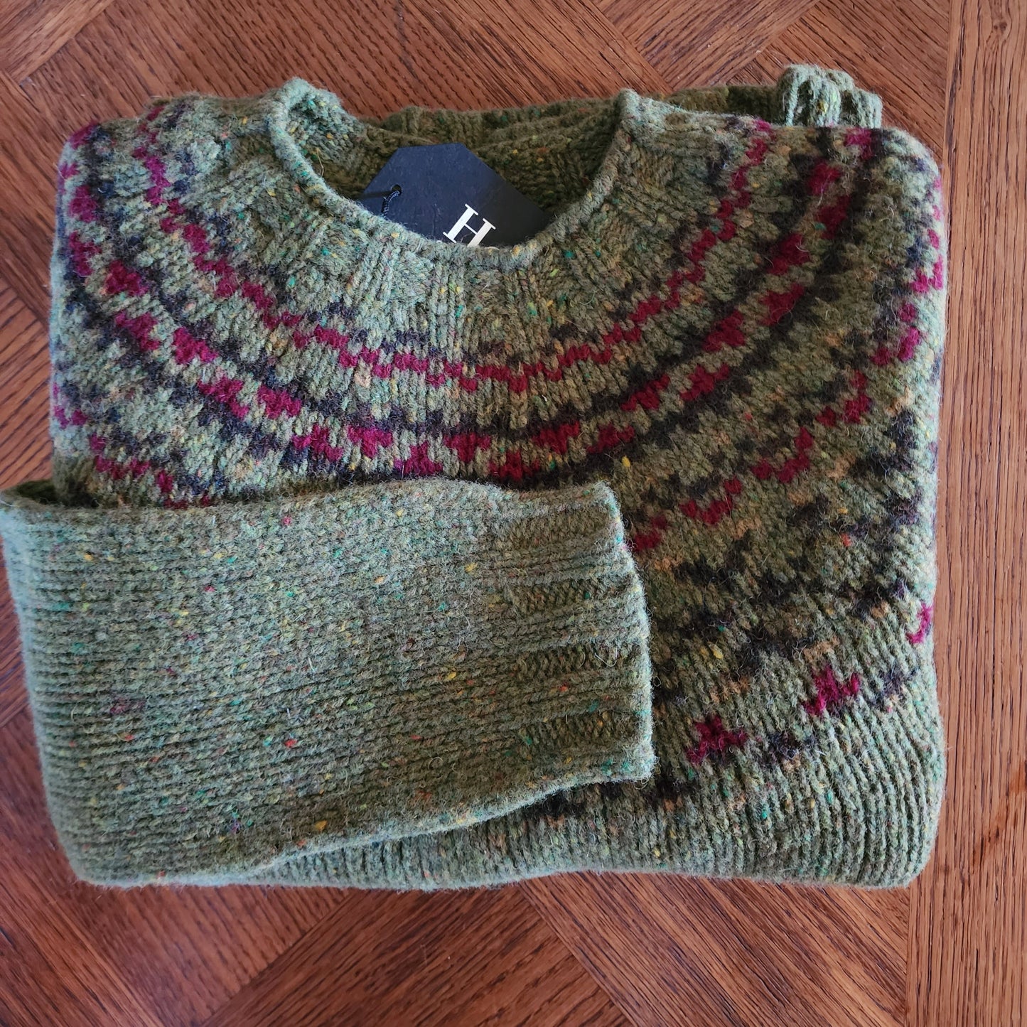 Harley of Scotland ~ Ladies Glenugie Nep Fairisle Chunky Crew
