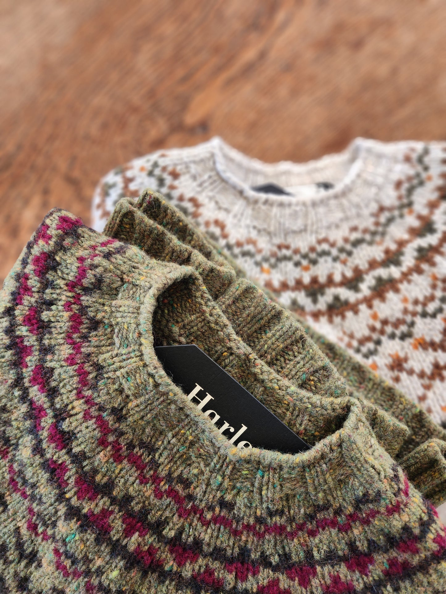 Harley of Scotland ~ Ladies Glenugie Nep Fairisle Chunky Crew