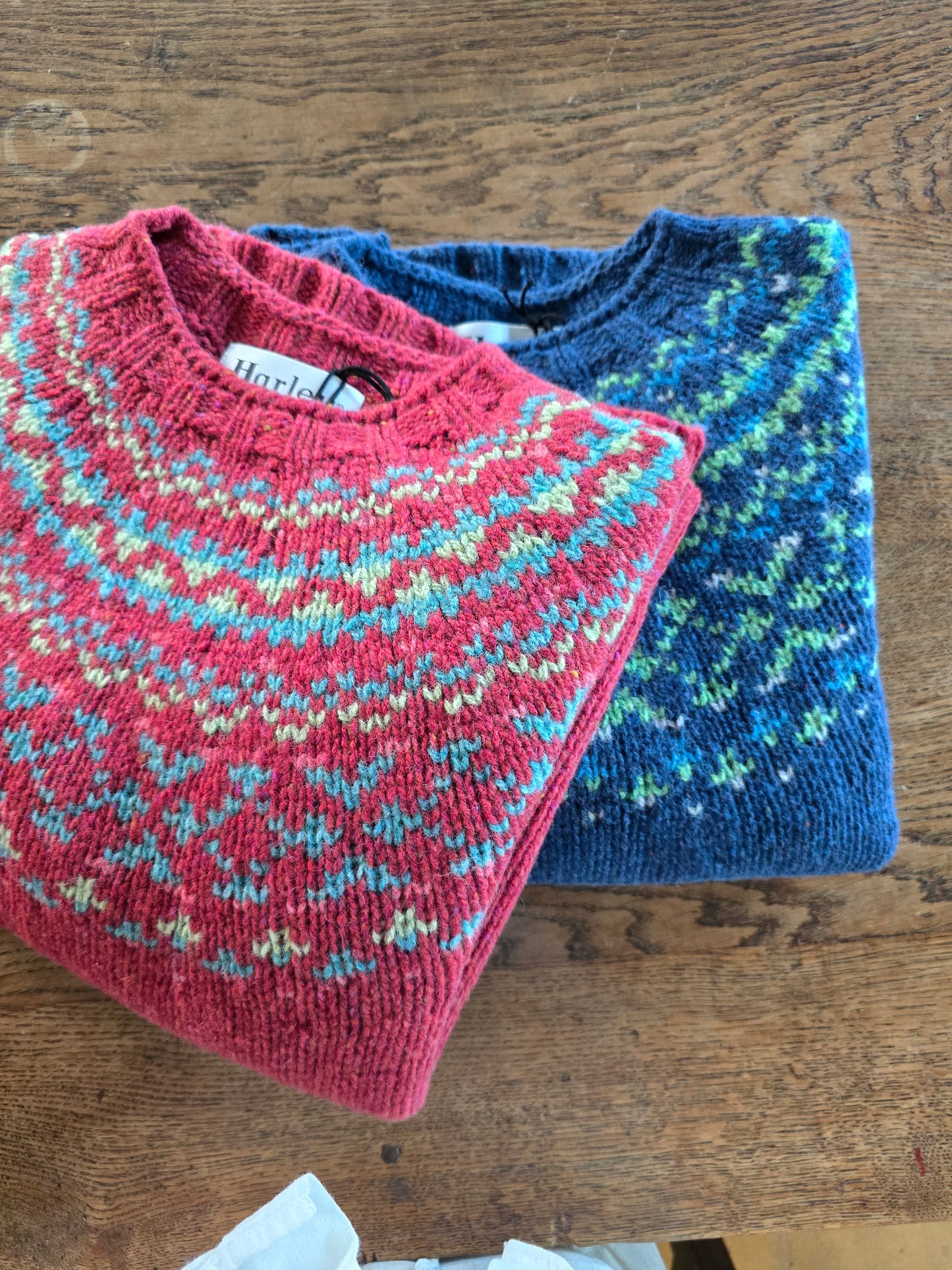 Harley of Scotland ~ Ladies Glenugie Nep Fairisle Chunky Crew