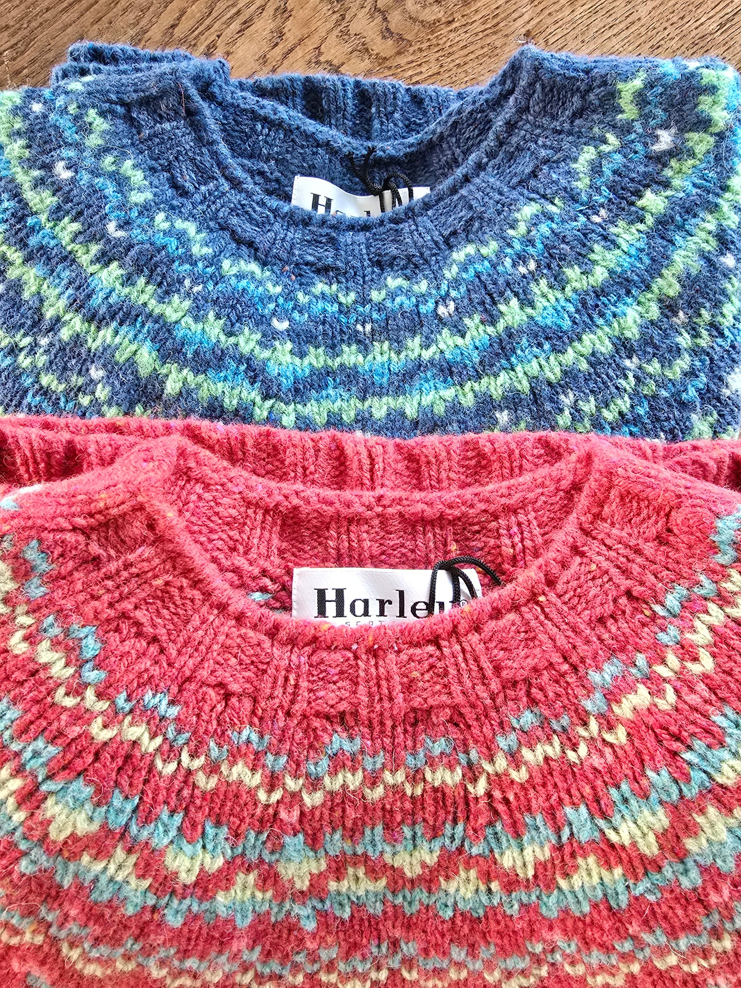 Harley of Scotland ~ Ladies Glenugie Nep Fairisle Chunky Crew