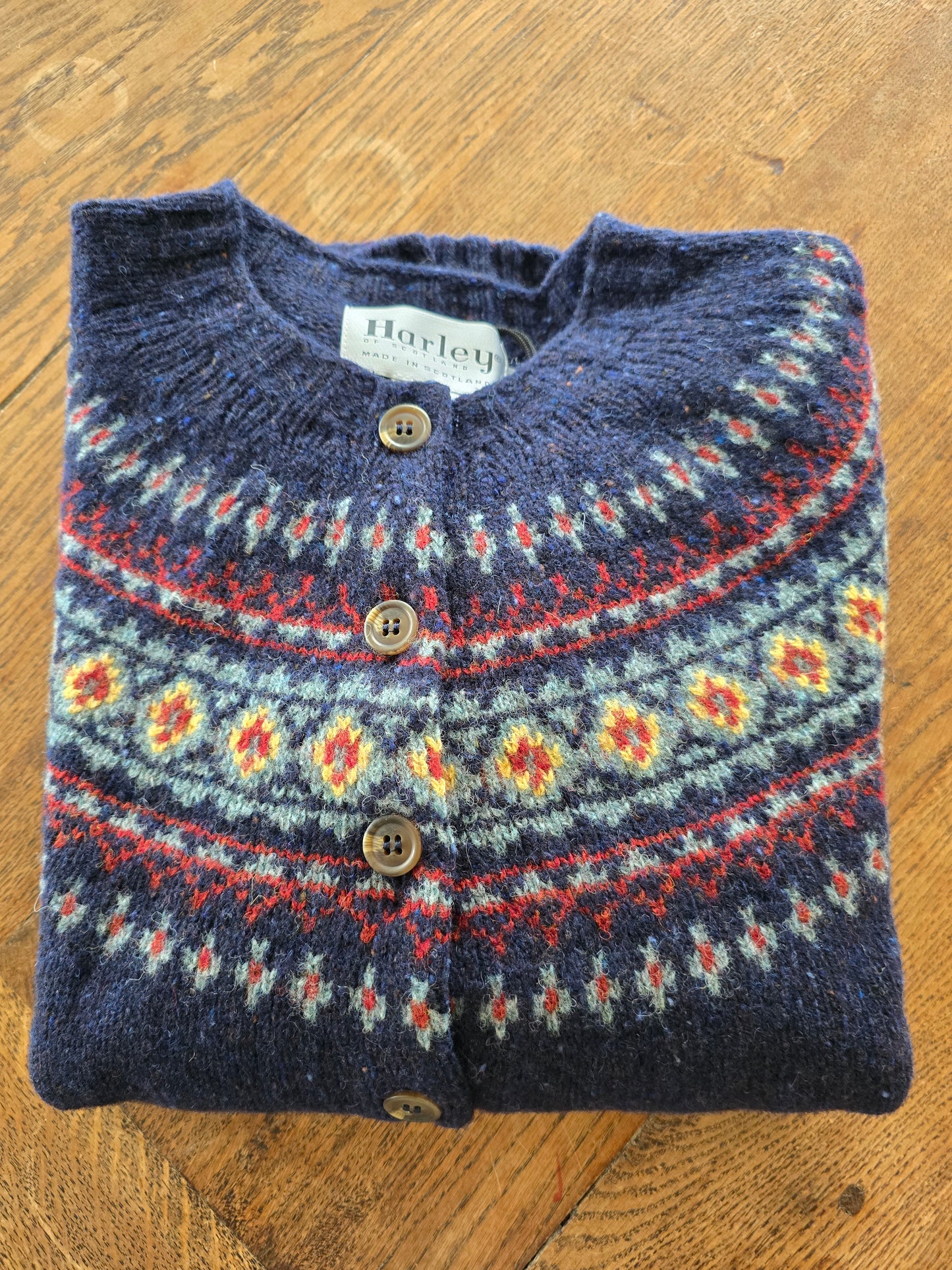Harley of Scotland ~ Ladies Glenugie Nep Fairisle Cardi