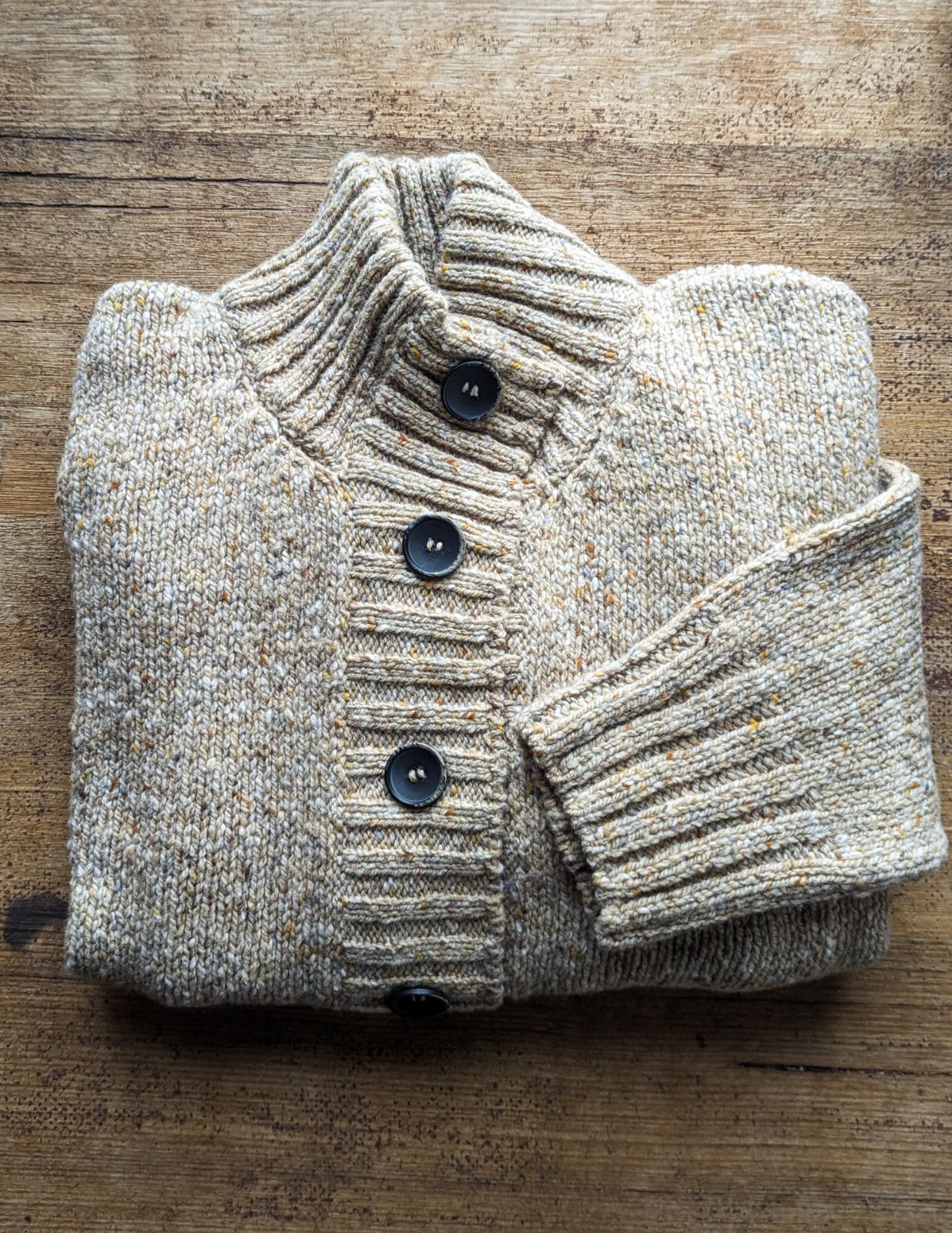 Fisherman Ladies Ribbed Neck Cardigan