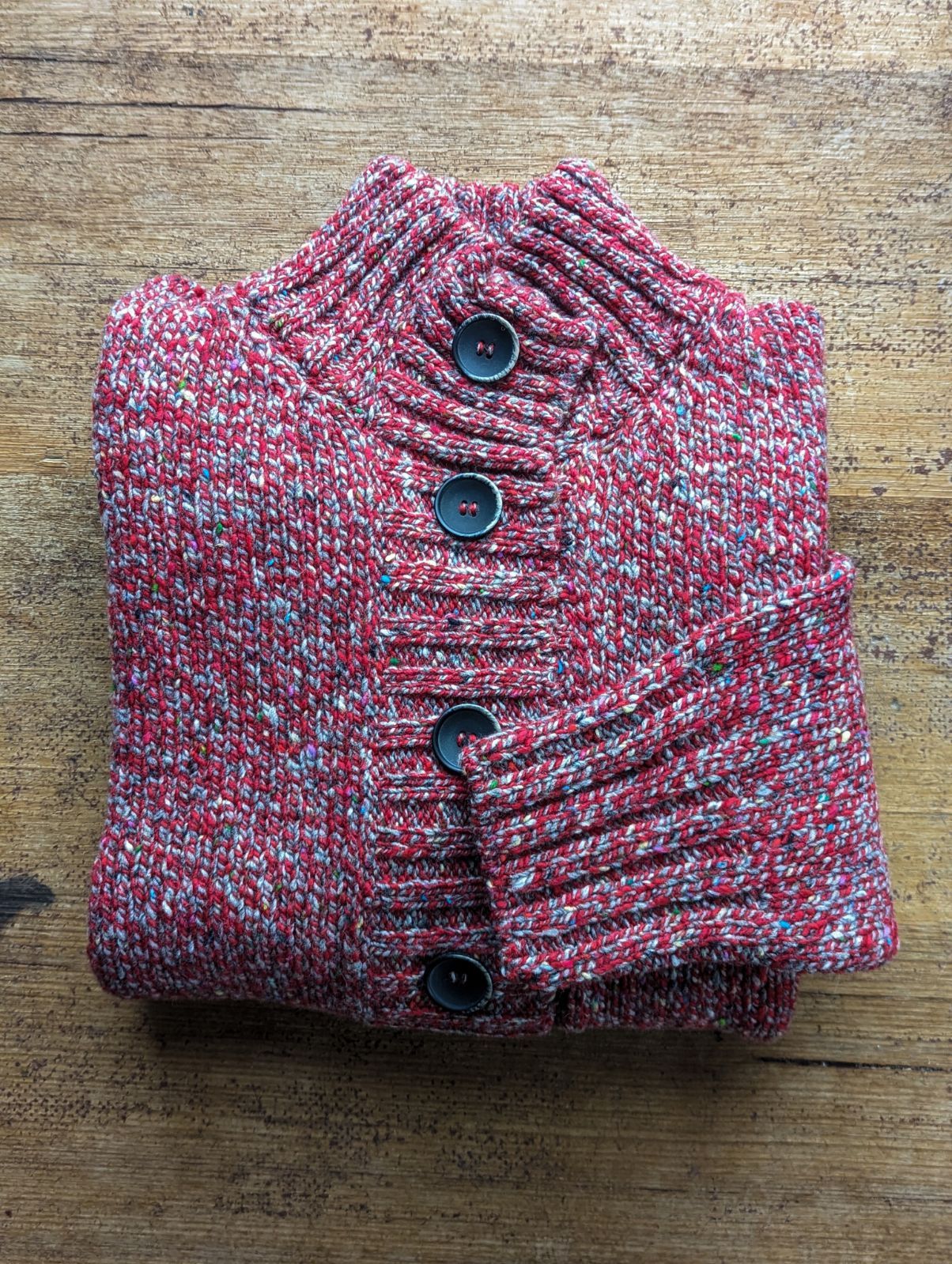 Fisherman Ladies Ribbed Neck Cardigan