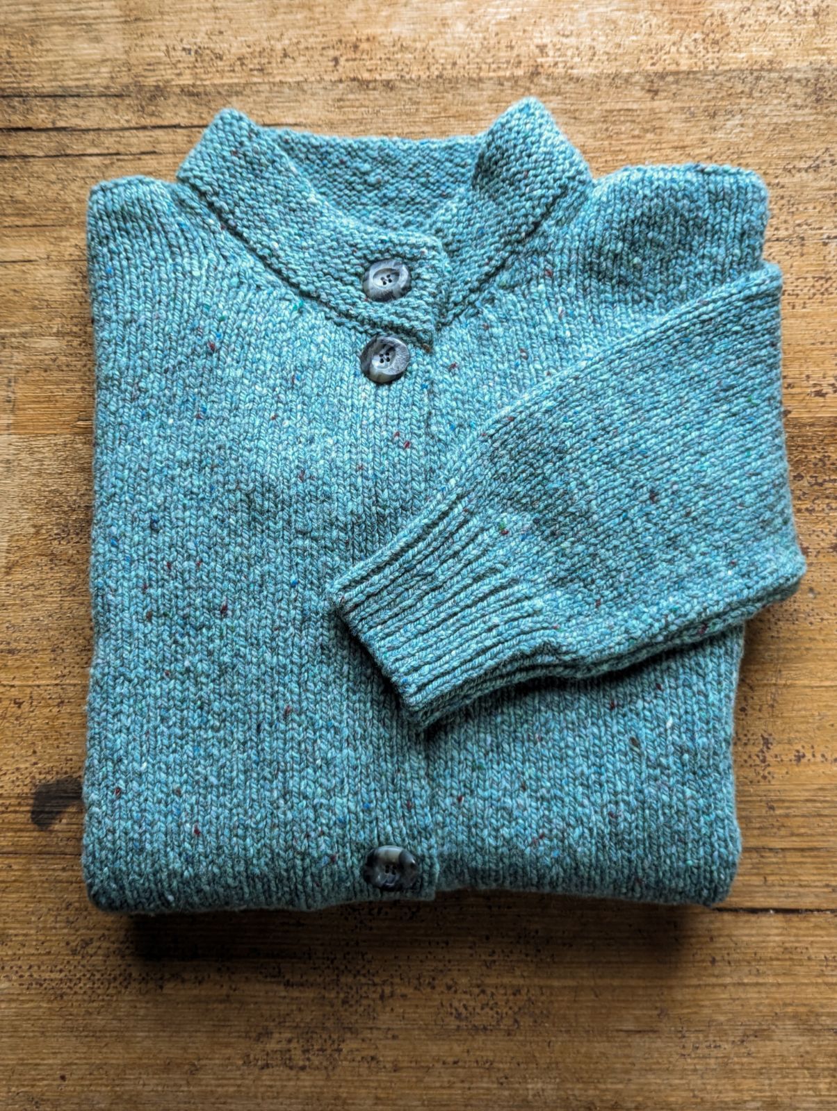 Fisherman ~Ladies Donegal Crew Neck Cardigan w/ Patch Pockets