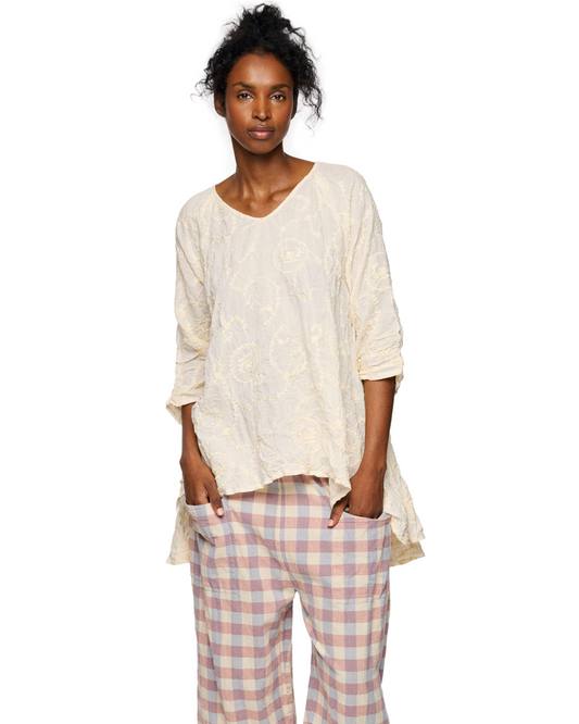 Ewa I Walla Jutta Embroidered Top Cream