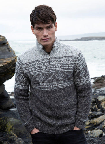 Fisherman Fairisle Zip Neck Sweater