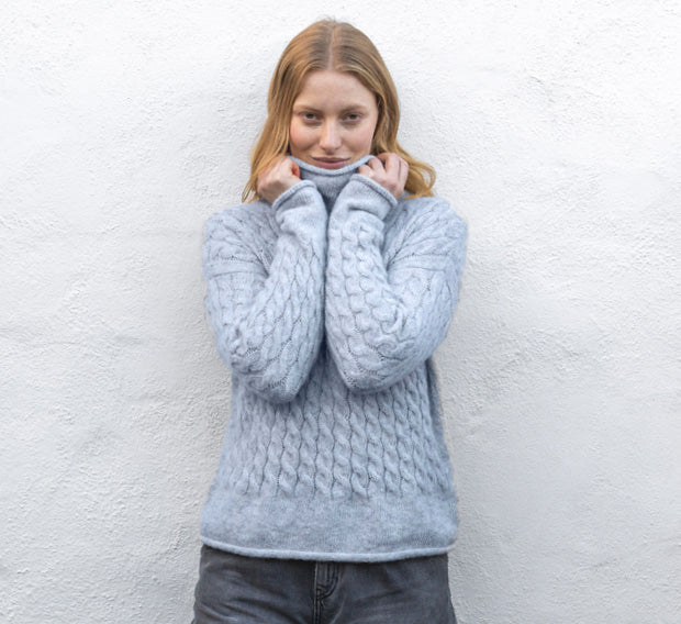 Fisherman Out of Ireland ~ Ladies Alpaca Cabled Funnel Neck Sweater