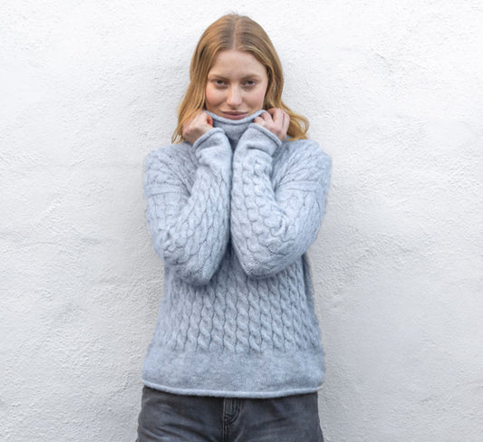 Fisherman Out of Ireland ~ Ladies Alpaca Cabled Funnel Neck Sweater