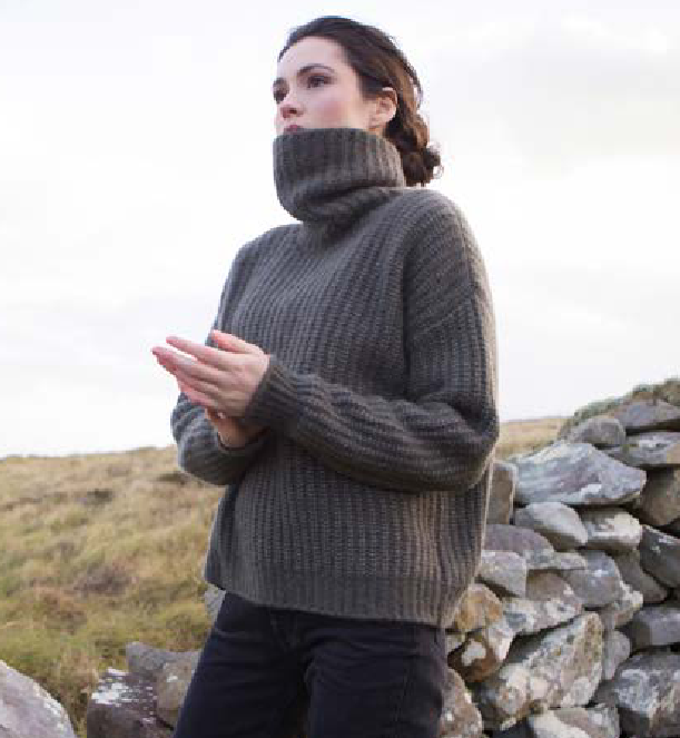Fisherman Out of Ireland ~ Ladies Boxy Ribbed Polo Neck Sweater