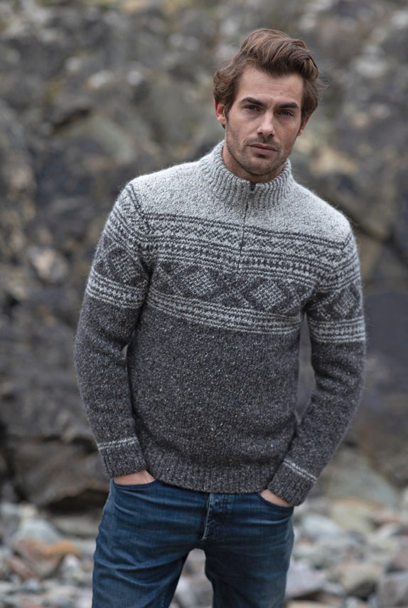 Fisherman Fairisle Zip Neck Sweater