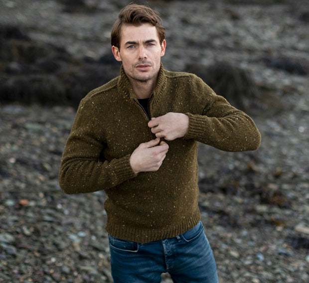 Fisherman Mens Half Zip Wool Sweater