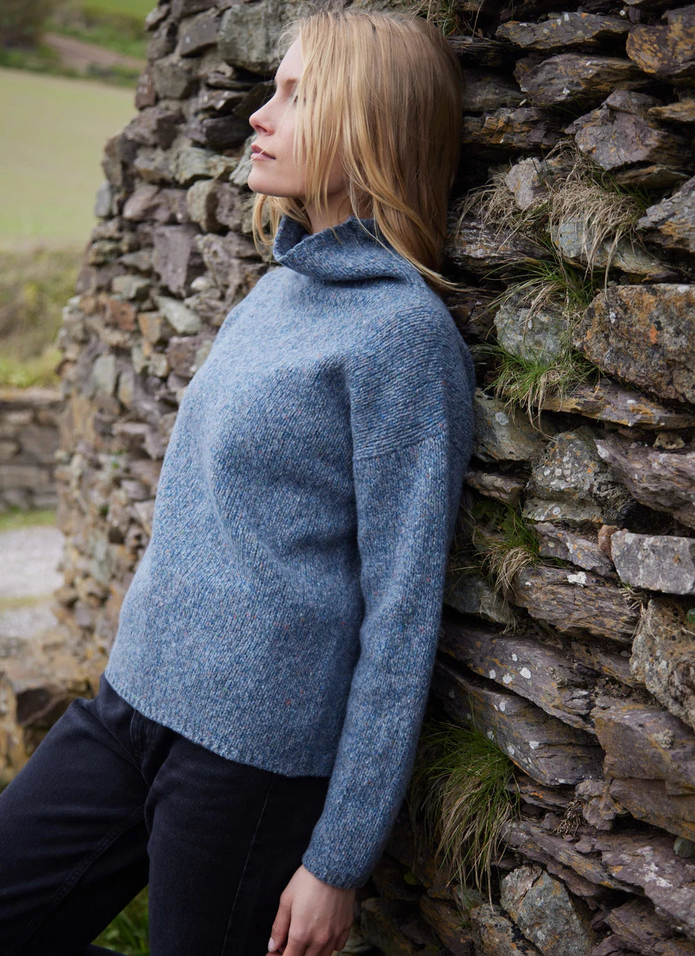 Fisherman Donegal Fleck Funnel Neck Sweater