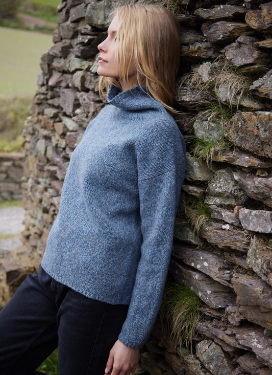 Fisherman Out of Ireland ~ Ladies Cashmere Blend Funnel Sweater
