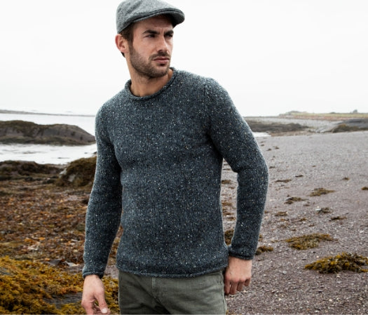 Fisherman Out of Ireland ~ Mens Donegal Rolled Edge Crew