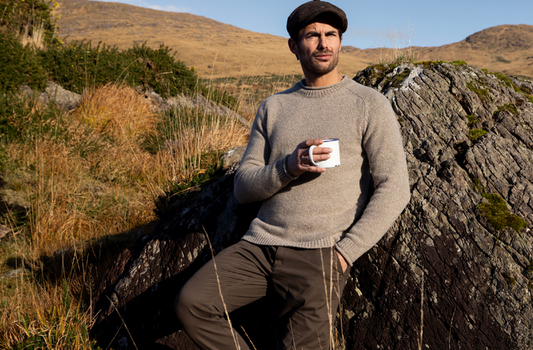 Fisherman Wool & Cashmere Men's Saddle Shoulder Crew