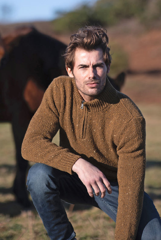 Fisherman Out of Ireland ~ Mens Half Zip Wool Sweater