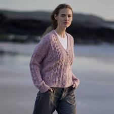 Fisherman out of Ireland Ladies Leaf Stitch Alpaca Blend Cardigan
