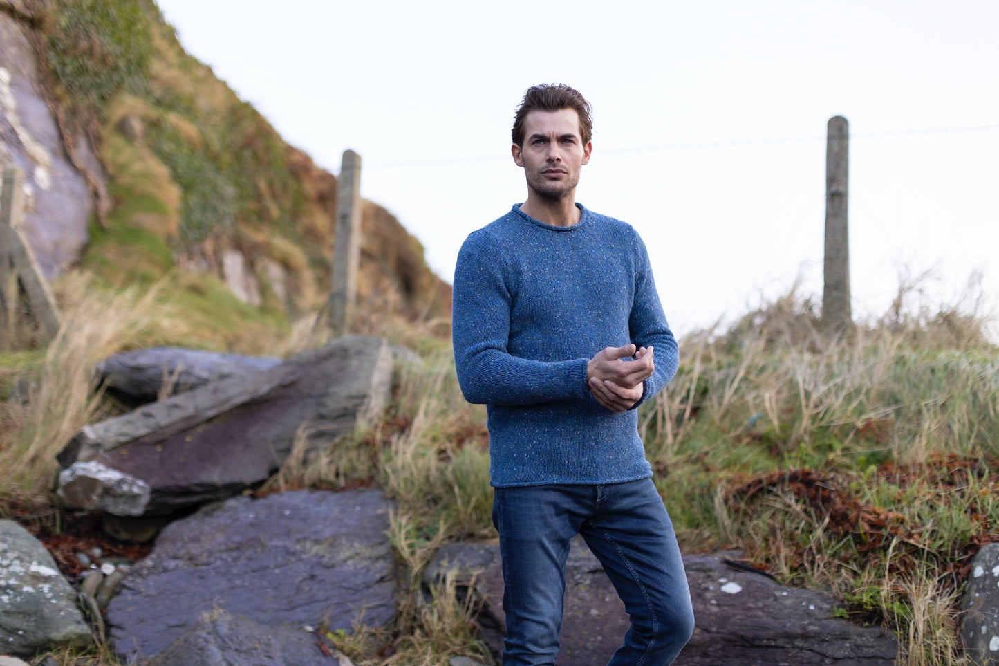 Fisherman Out of Ireland ~ Mens Donegal Rolled Edge Crew