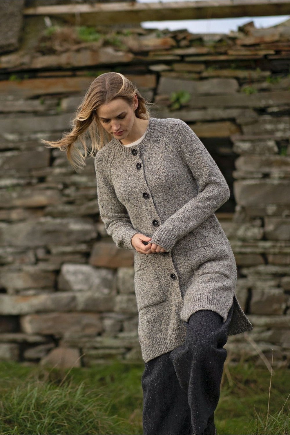 Fisherman Out of Ireland ~ Ladies Long Button Cardigan