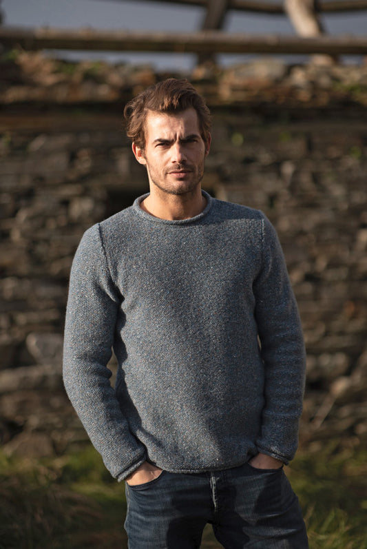 Fisherman Out of Ireland ~ Mens Semi Felted Rolled Edge Crew