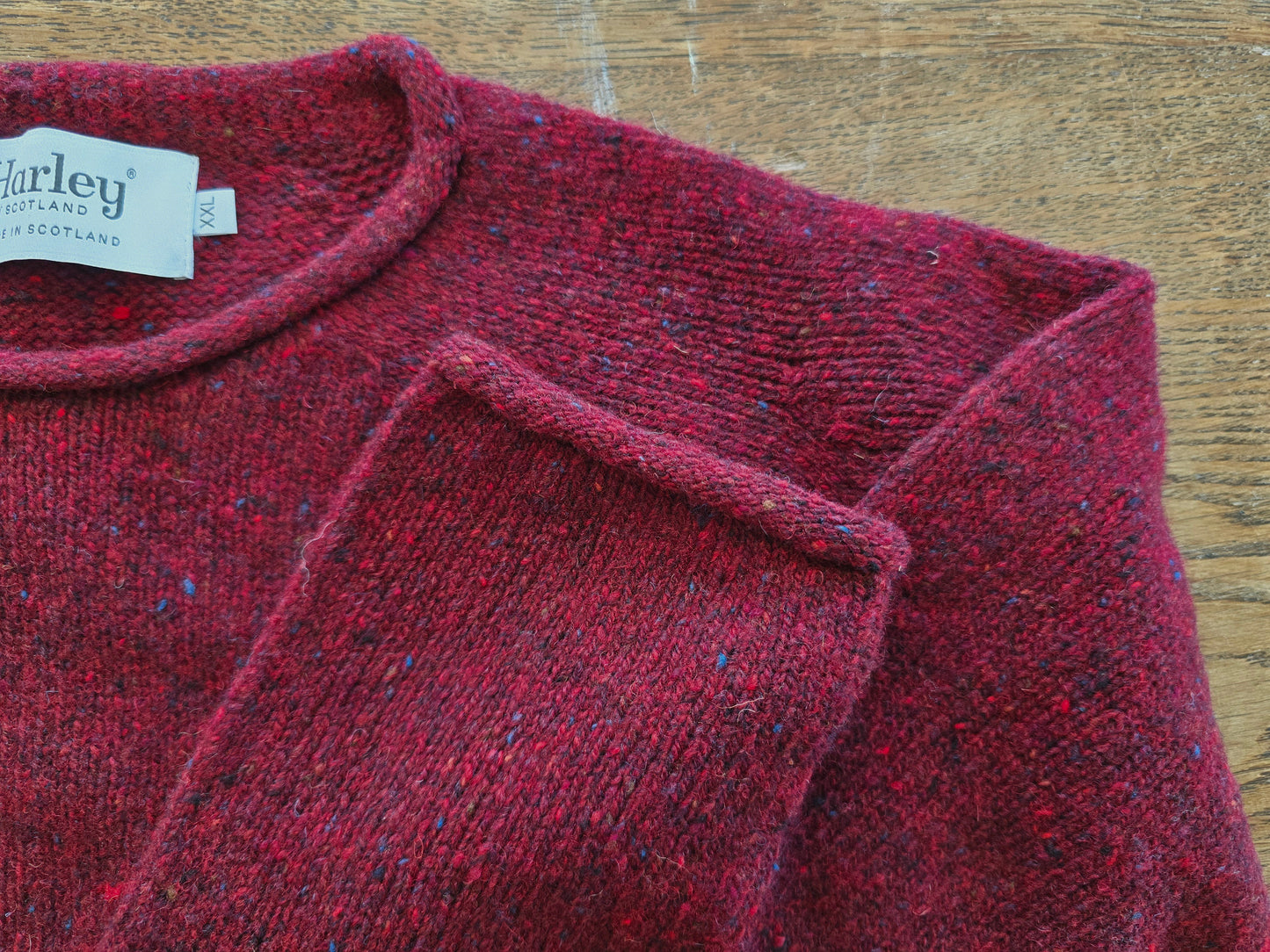 Harley of Scotland ~ Ladies Glenugie Nep Wool Crew with Rolled edges