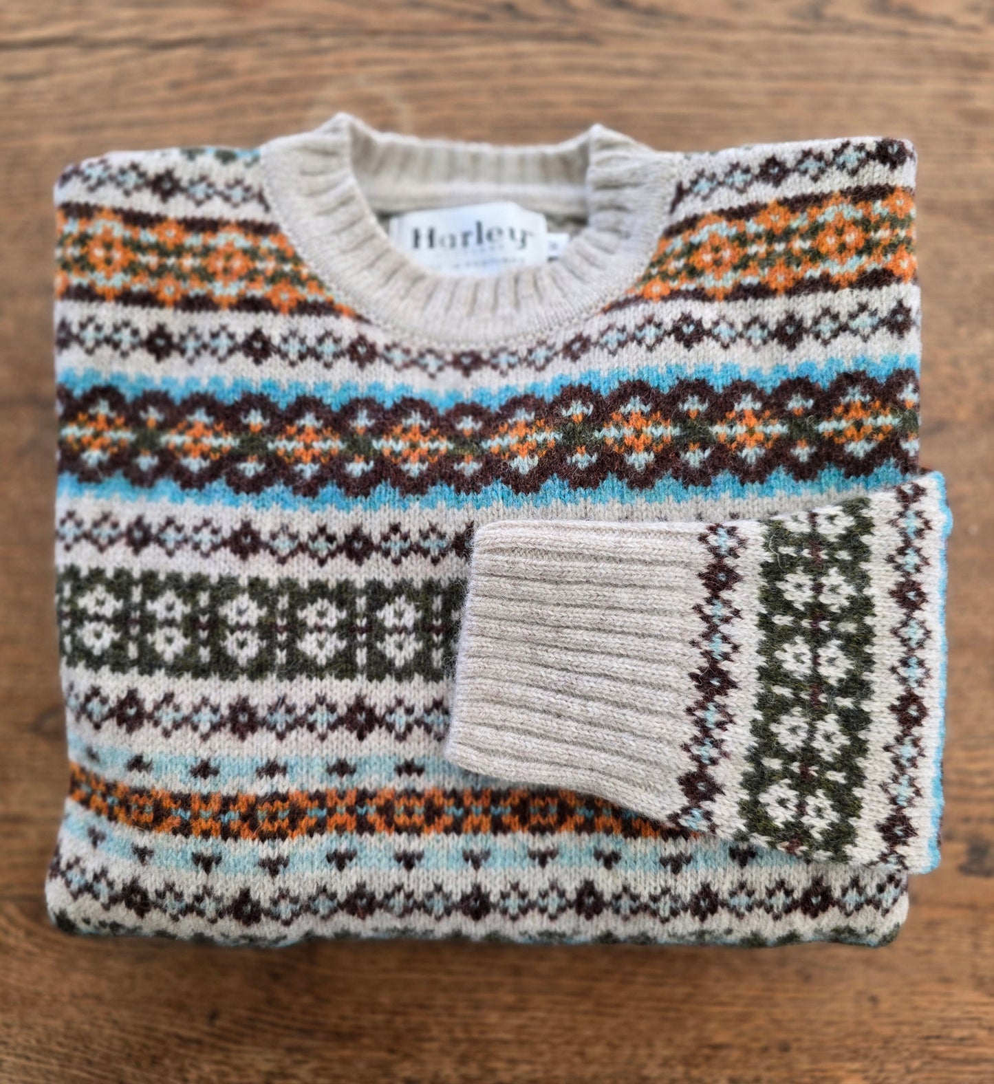 Harley of Scotland Ladies All Over Fairisle Crew Jumper