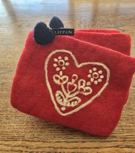 Klippan Heart and Flower Hand Felted purse