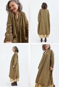 Metta Otillie Linen Plaid V-Neck Tunic Dress