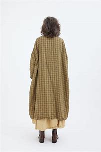Metta Otillie Linen Plaid V-Neck Tunic Dress