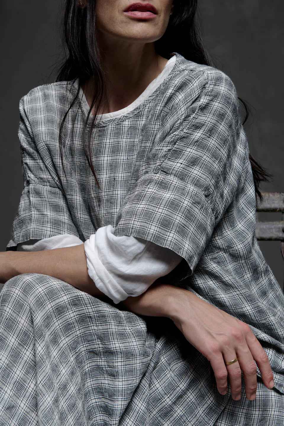 Metta Avril T-Shirt Textured Linen Check