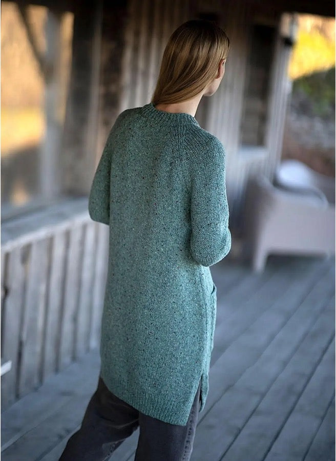 Fisherman Long Button Cardigan with Pockets