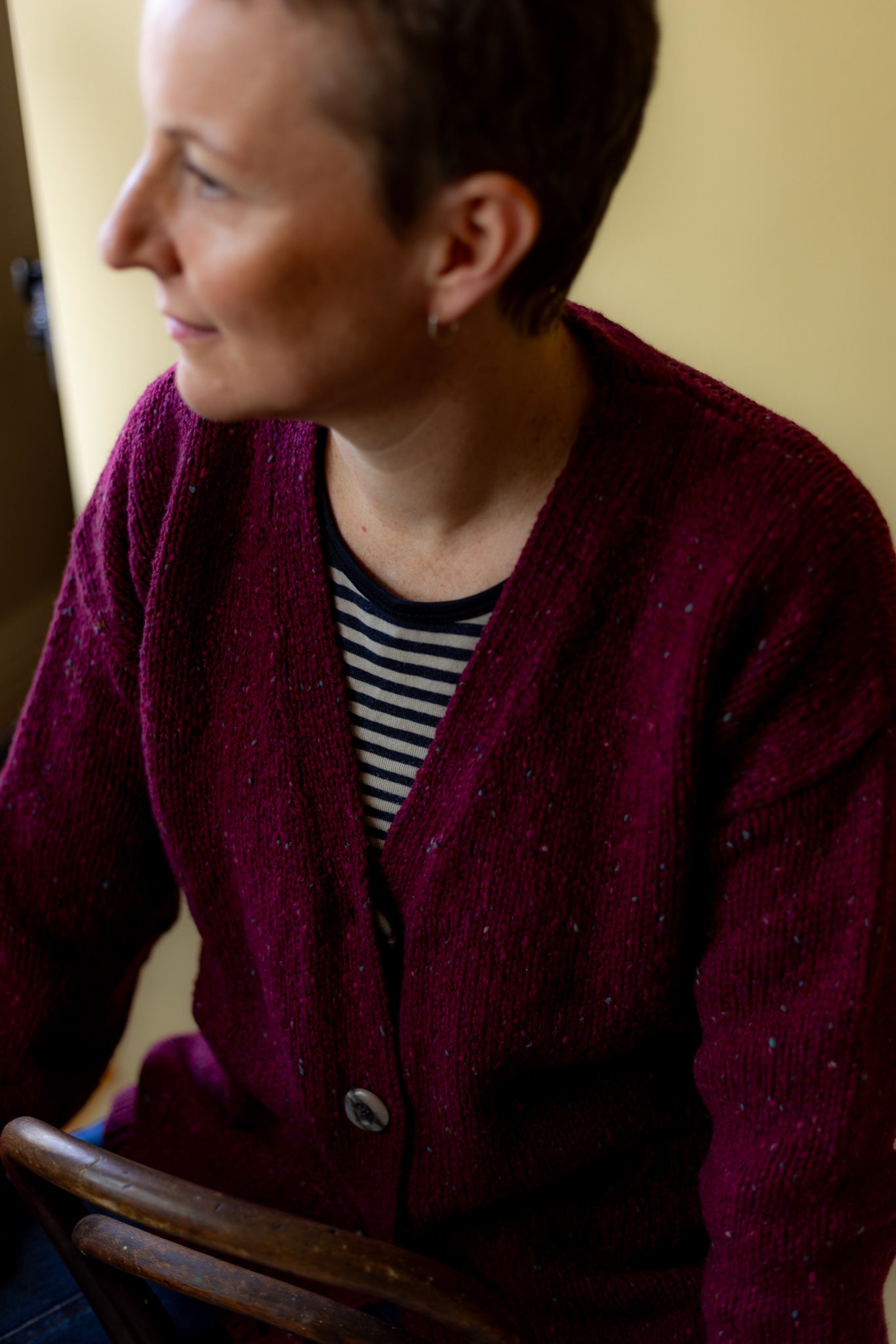 Fisherman Donegal Slouchy V Neck Cardigan