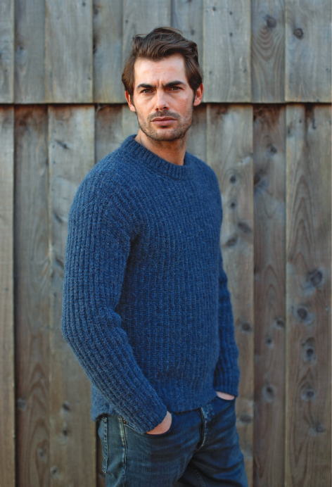 Fisherman Mens Chunky Ribbed Crew Neck Sweater
