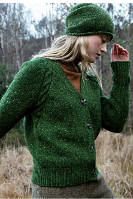 Fisherman Out of Ireland ~ Ladies Raglan Cardigan with Cable Details