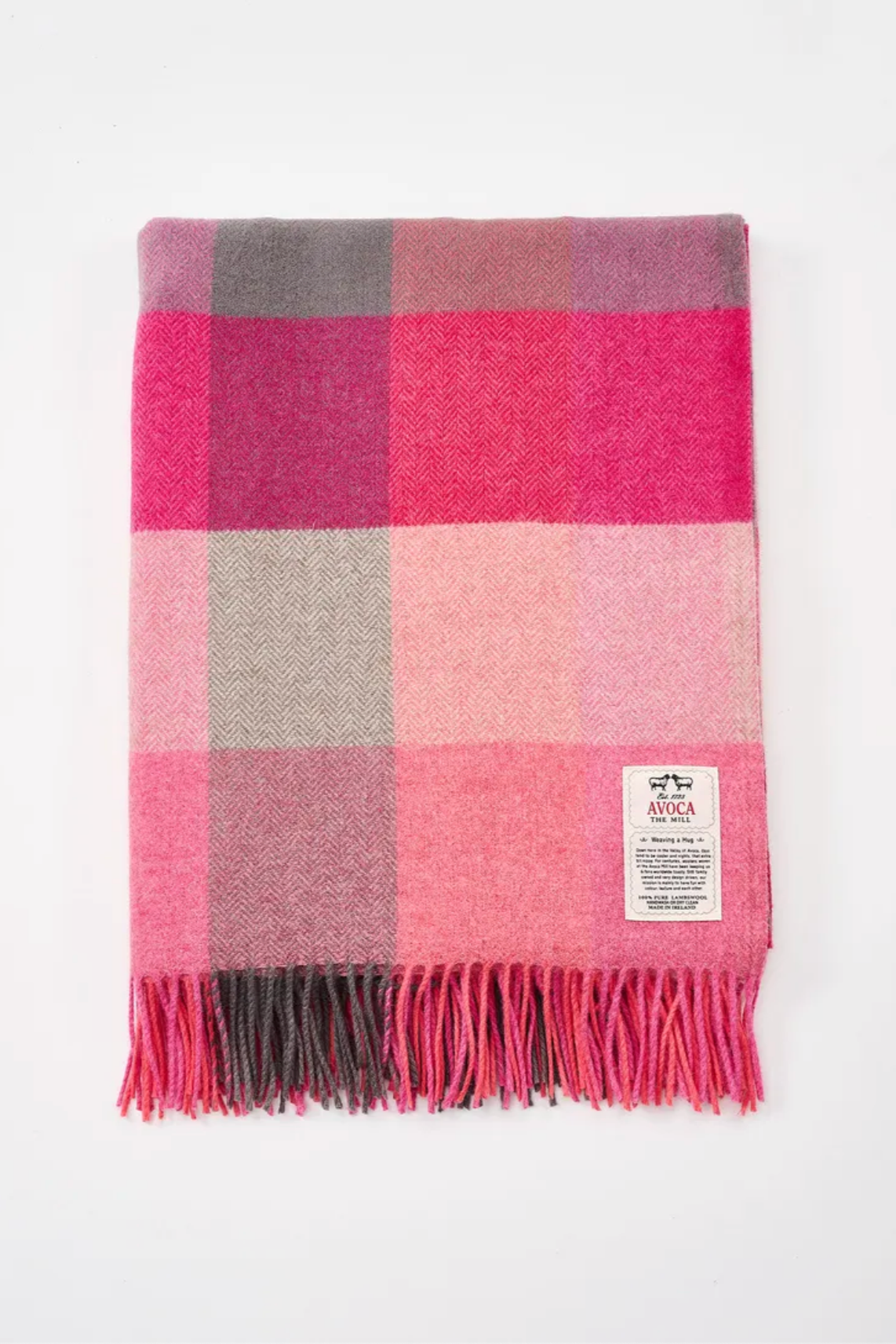 Avoca Mill Lambswool Throw - Pink Fields