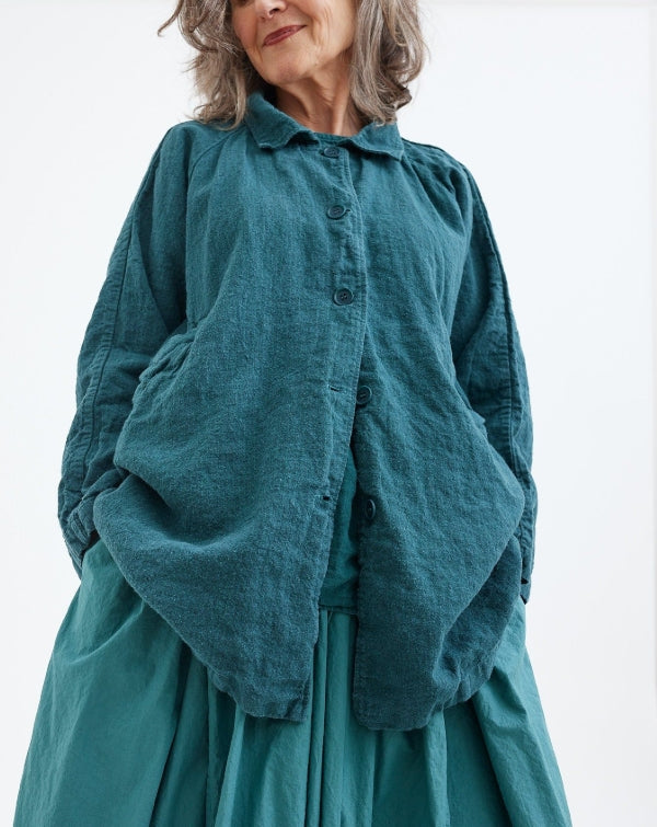 Metta Garden Relaxed Coat ~ Pebble Stripe Linen