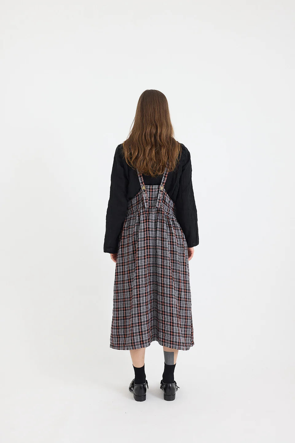 Metta Thea Apron Dress ~ Brushed Linen Check